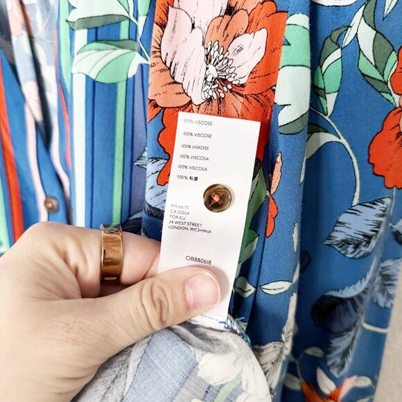 [Anthropologie] Maeve Elan Scarf Print Floral Button Down Tie Front Blouse Sz 10 - Picture 13 of 13